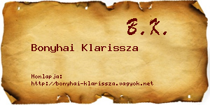 Bonyhai Klarissza névjegykártya